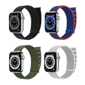 4 Band Set Nylon Apple Watch Straps, For Watch Sizes 42mm/44mm/45mm/49mm
